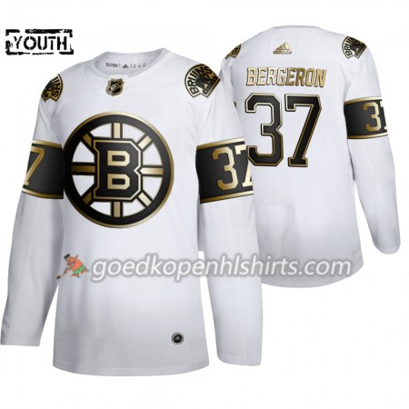 Boston Bruins Patrice Bergeron 37 Adidas 2019-2020 Golden Edition Wit Authentic Shirt - Kinderen